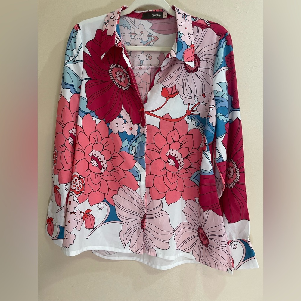 Crosby Multicolor Sheer Blouse Women’s Size L
